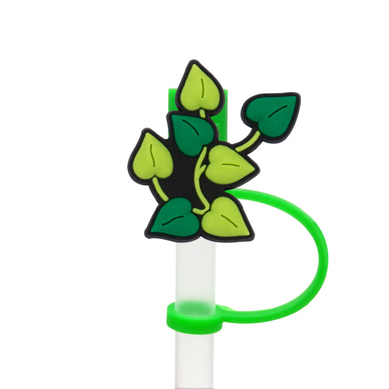 Wholesale 8-10mm 10PCS/PACK Plant and Fruit Silicone Dustproof Straw Caps